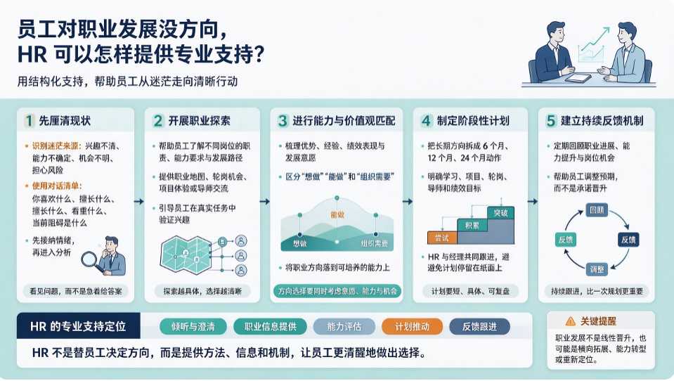 员工对职业发展没方向,HR 可以怎样提供专业支持?(图1) 员工对职业发展没方向,HR 可以怎样提供专业支持?(图1)