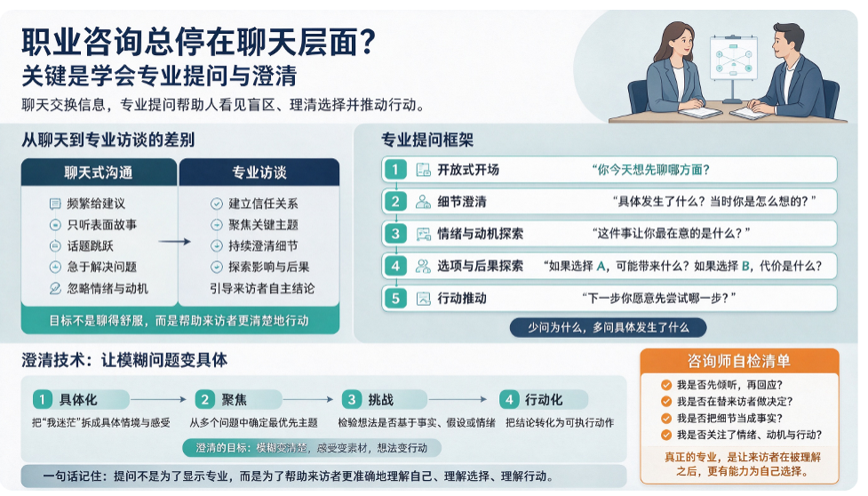 职业咨询总停在聊天层面？关键是学会专业提问与澄清(图1)