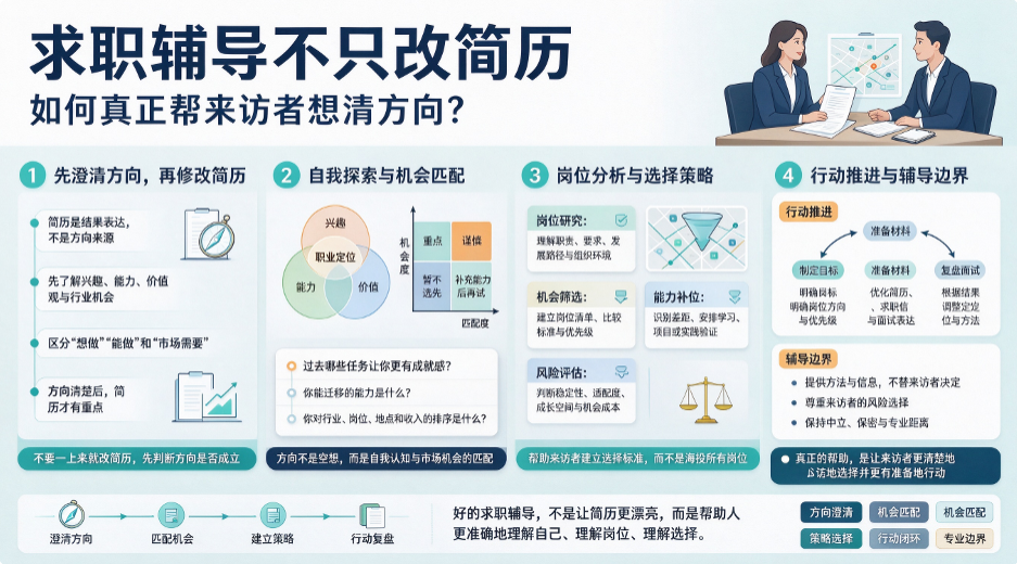 求职辅导不只改简历,如何真正帮来访者想清方向?(图1) 求职辅导不只改简历,如何真正帮来访者想清方向?(图1)